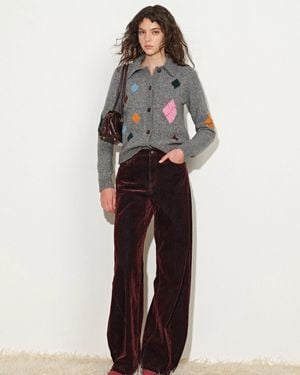 Fabrique Sidonie Argyle Lapel Cardigan - Grey