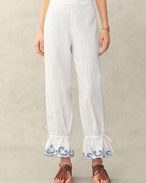 Fabrique Maggie Embroidery Drawstring Balloon Leg Pants - Natural