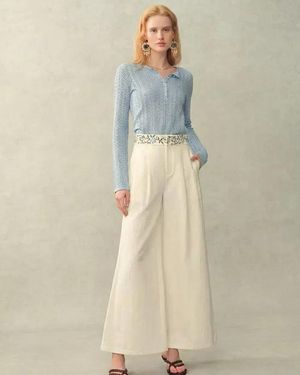 Fabrique Barbara Scalloped Long Sleeve Top - Natural