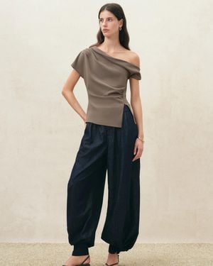 Fabrique Hazel Ruched One Shoulder Top - Blue