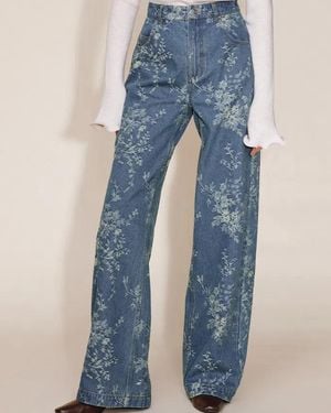 Fabrique Jules Floral Straight Leg Jeans - Blue