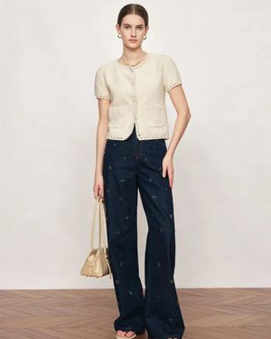 Fabrique Shay Short Sleeve Crop Cardigan - White