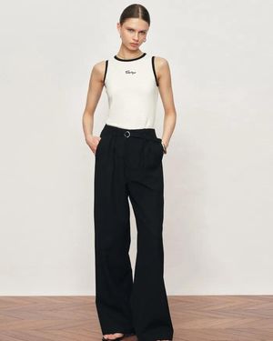 Fabrique Xena Racerback Contrast Trim Racerback Sleeveless Tank Top - White