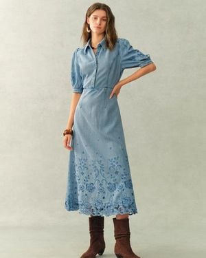 Fabrique Vinetta Puff Sleeve Dress - Blue