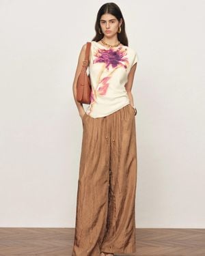 Fabrique Olivia Floral Print Cowl Neck Drapey Sleeveless Top - Pink