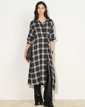 Fabrique Lea Detachable Wrap Plaid Shirt Dress - Multicolour