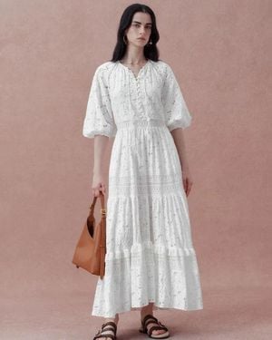 Fabrique Nora Puff Sleeve Tiered Dress - Multicolour