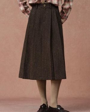 Fabrique Camber A-Line Midi Wool Skirt - Black