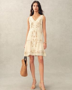 Fabrique Aurelia Floral Lace Embroidery Sleeveless Dress - Natural