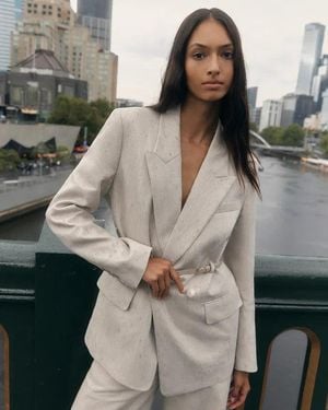 Fabrique Charlie Deconstructed Asymmetric Double-Belt Blazer - Natural