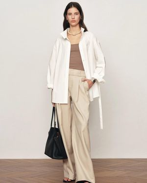 Fabrique Pearl Oversized Belted Shirt Jacket - Natural