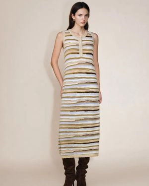 Fabrique River Bouclé Mixed Stripe Tank Dress - Natural