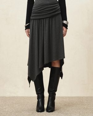 Fabrique Ines Asymmetric Hem Midi Skirt - Black