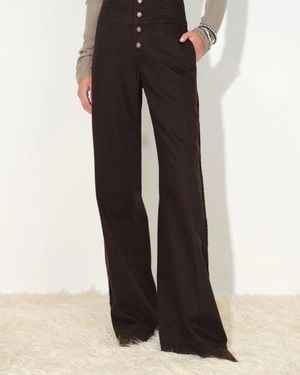 Fabrique Lim Tape Trim Wide Leg Jeans - Black