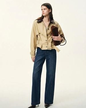 Fabrique Charlie Detachable Snake Print Collar Jacket - Natural
