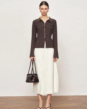 Fabrique Elowen Plaid Textured Cardigan - Natural