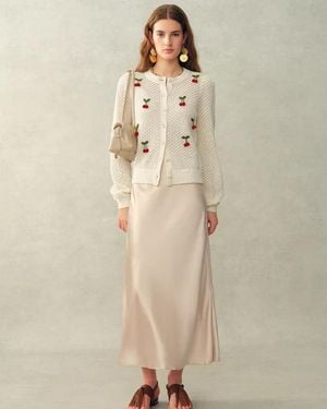 Fabrique Lyes Openwork Crewneck Cardigan - Natural