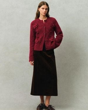 Fabrique Freya Butterfly Bow Knit Cardigan - Red