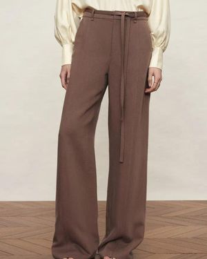 Fabrique Erica Thin Belt Wide Leg Trousers - Brown