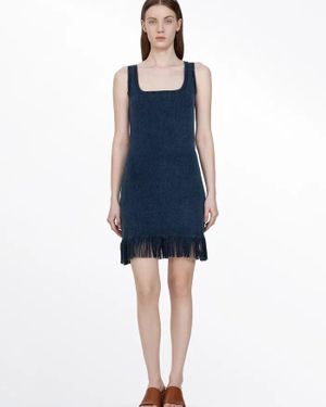 Fabrique Victoria Fringed Hem Dress - Blue