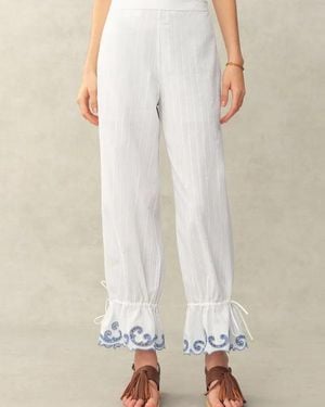 Fabrique Maggie Embroidery Drawstring Balloon Leg Trousers - Natural