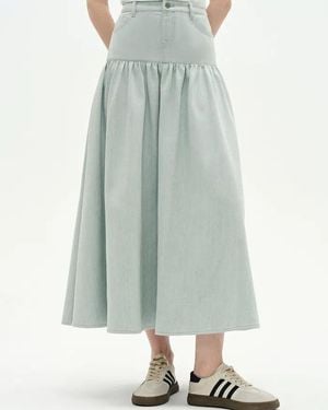 Fabrique Rose Pleated Denim Skirt - Green