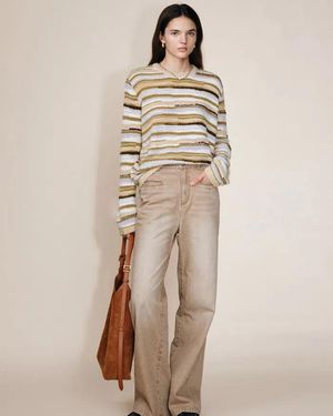 Fabrique River Bouclé Mixed Stripe Sweater - Natural