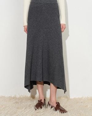 Fabrique Lynn Asymmetric Ribbed Skirt - Grey