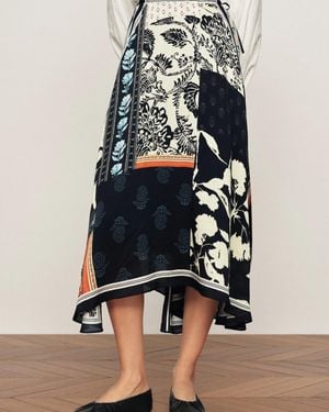 Fabrique Eileen Scarf Panel Skirt - Blue