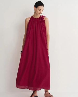 Fabrique Alice Hand Woven Flora Sleeveless Dress - Red