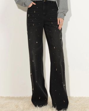 Fabrique Eleanor Embellished Straight Leg Jeans - Black