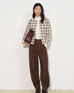 Fabrique Charlotte Plaid Cropped Jacket - Natural