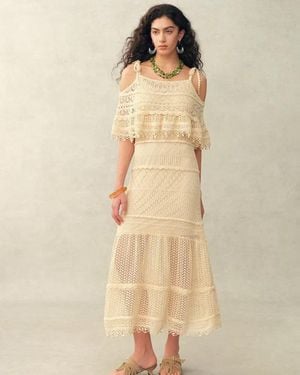 Fabrique Dione Hand Crochet Detachable Capelet Knit Cami Dress - Natural