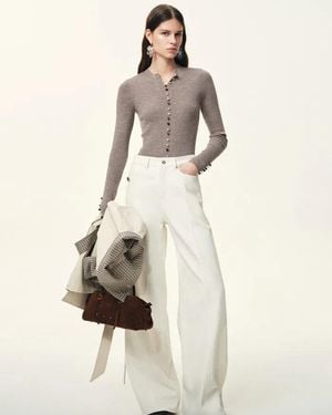 Fabrique Kaia Slim Fitted Cardigan - Natural