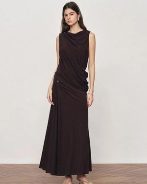 Fabrique Florence Asymmetric Draped Sleeveless Top And Maxi Skirt Set - White