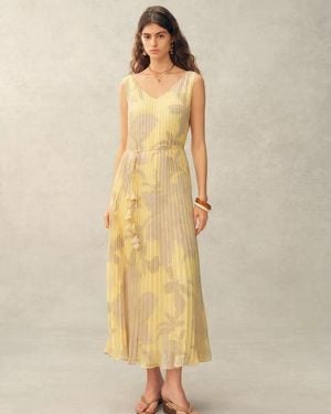 Fabrique Calista Handpainted Floral Sleeveless Dress - Natural