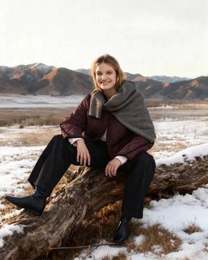 Fabrique Udelle Contrast Corduroy Collar Down Jacket - Brown