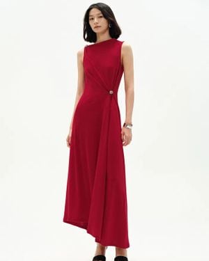 Fabrique Kiki Asymmetric Knotted Sleeveless Dress - Red