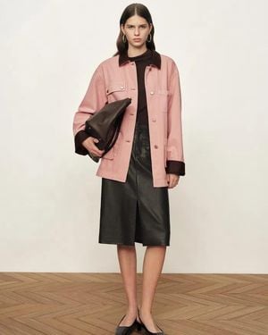 Fabrique Telmo Dusty Leather Collar Patch Pocket Jacket - Natural