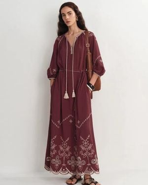 Fabrique Antonia European Inspired Openwork Embroidery Maxi Dress