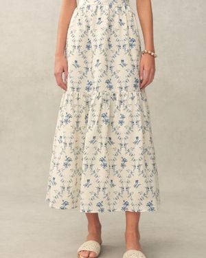 Fabrique Elara Tailored Vintage Floral High Waist Skirt - Natural
