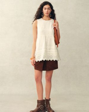 Fabrique Doris Lily-Of-The-Valley Lace Sleeveless Top - Natural