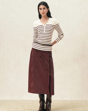 Fabrique Vivi Striped Henley Top - Natural
