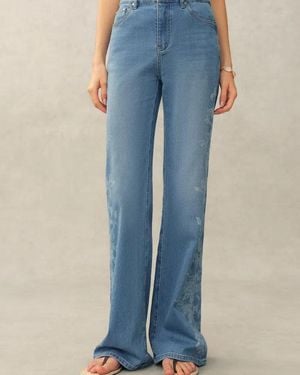 Fabrique Kari Burnout High Waist Flared Jeans - Blue