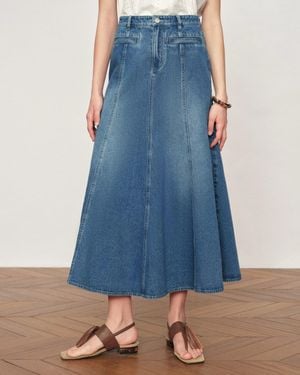 Fabrique Quilla A-Line Midi Skirt - Blue