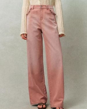 Fabrique Delphine Ruffled Hem Jeans - Pink