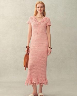 Fabrique Yori Hand Crocheted Floral Dress - Pink