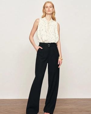 Fabrique Anaïs Polka Dot Pleated Sleeveless Blouse - White