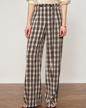 Fabrique Joy Plaid Tie-Waist Straight Pants - Multicolor