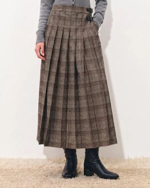 Fabrique Yehudit Plaid Pleated Midi Skirt - Multicolour